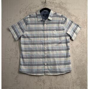 Even Tide Striped & Plaid Linen Blend Shirt XXL Business Casual Coastal Camping
